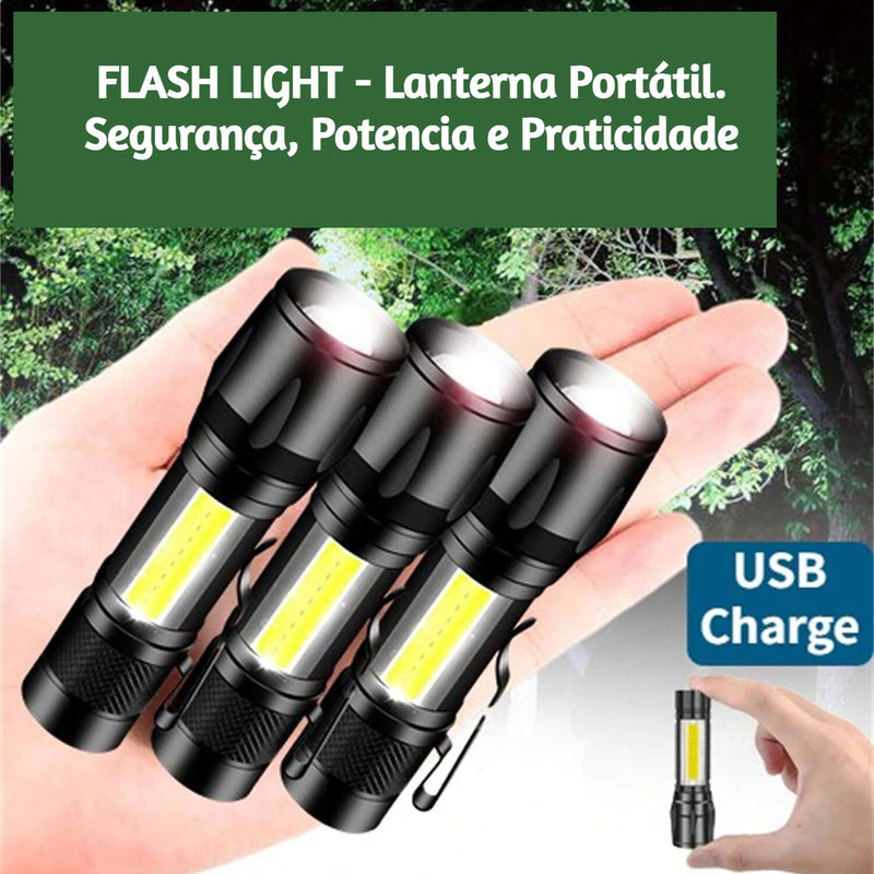 FLASH LIGHT - Lanterna Portátil. Segurança, Potencia e Praticidade